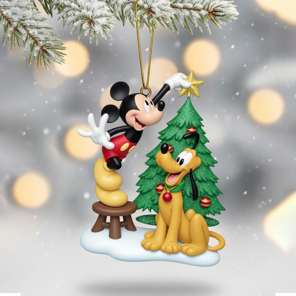 COMBO MICK CHRISTMAS SNOWBALL LED LIGHT WITH ORNAMENT TNSM