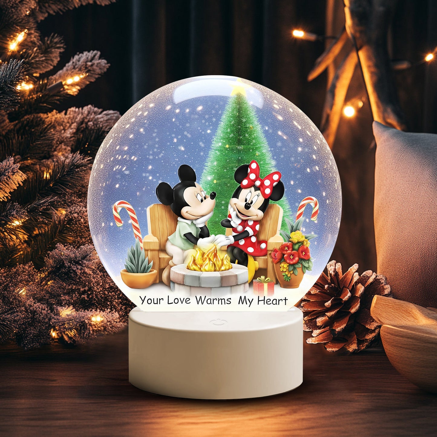 COMBO MICK CHRISTMAS SNOWBALL LED LIGHT WITH ORNAMENT TNSM