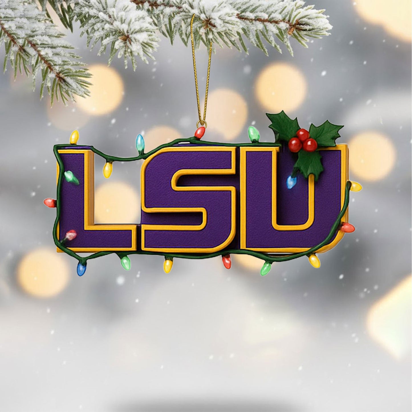 COMBO LSU CHRISTMAS TREE TOPPER WITH ORNAMENT DAT