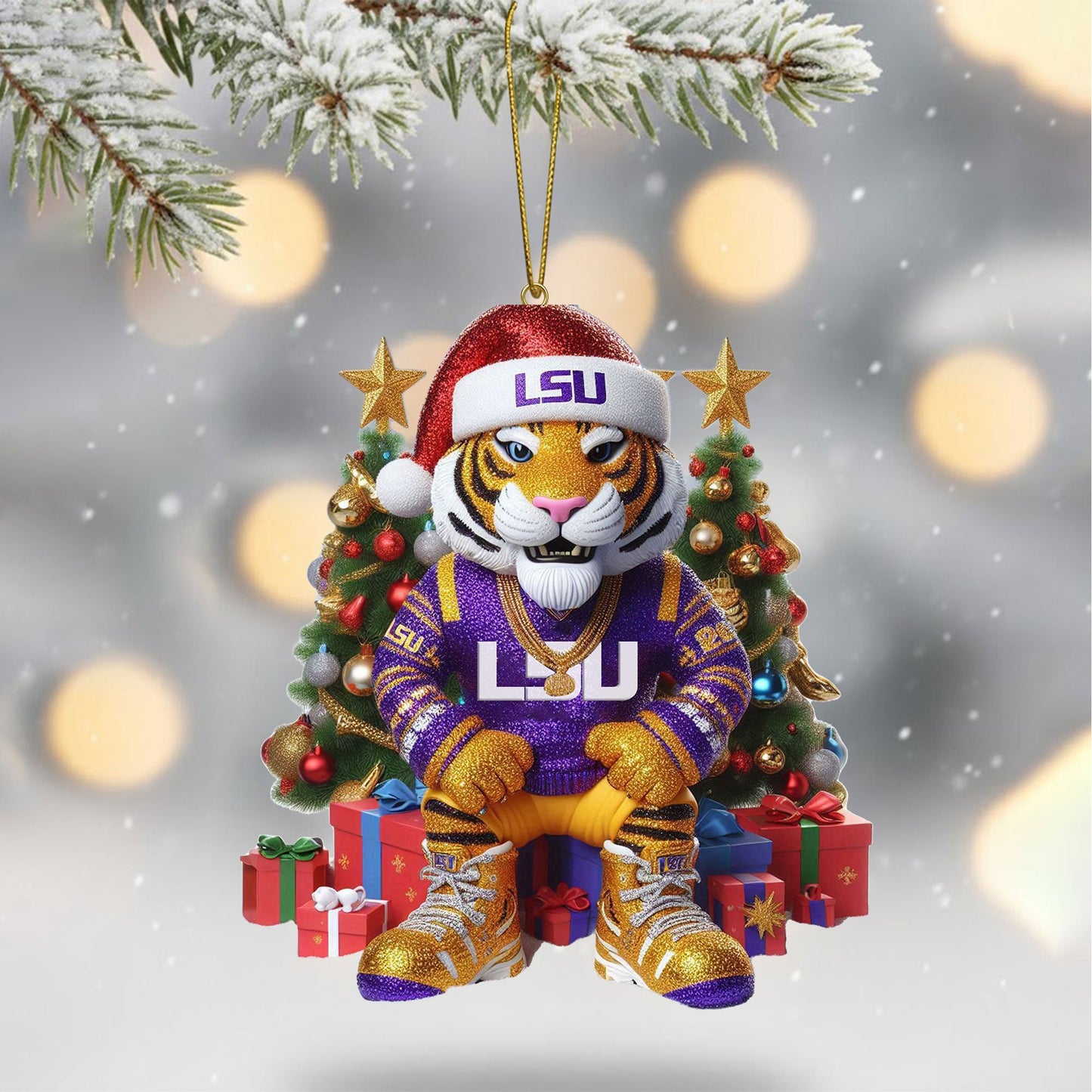 COMBO LSU CHRISTMAS TREE TOPPER WITH ORNAMENT DAT