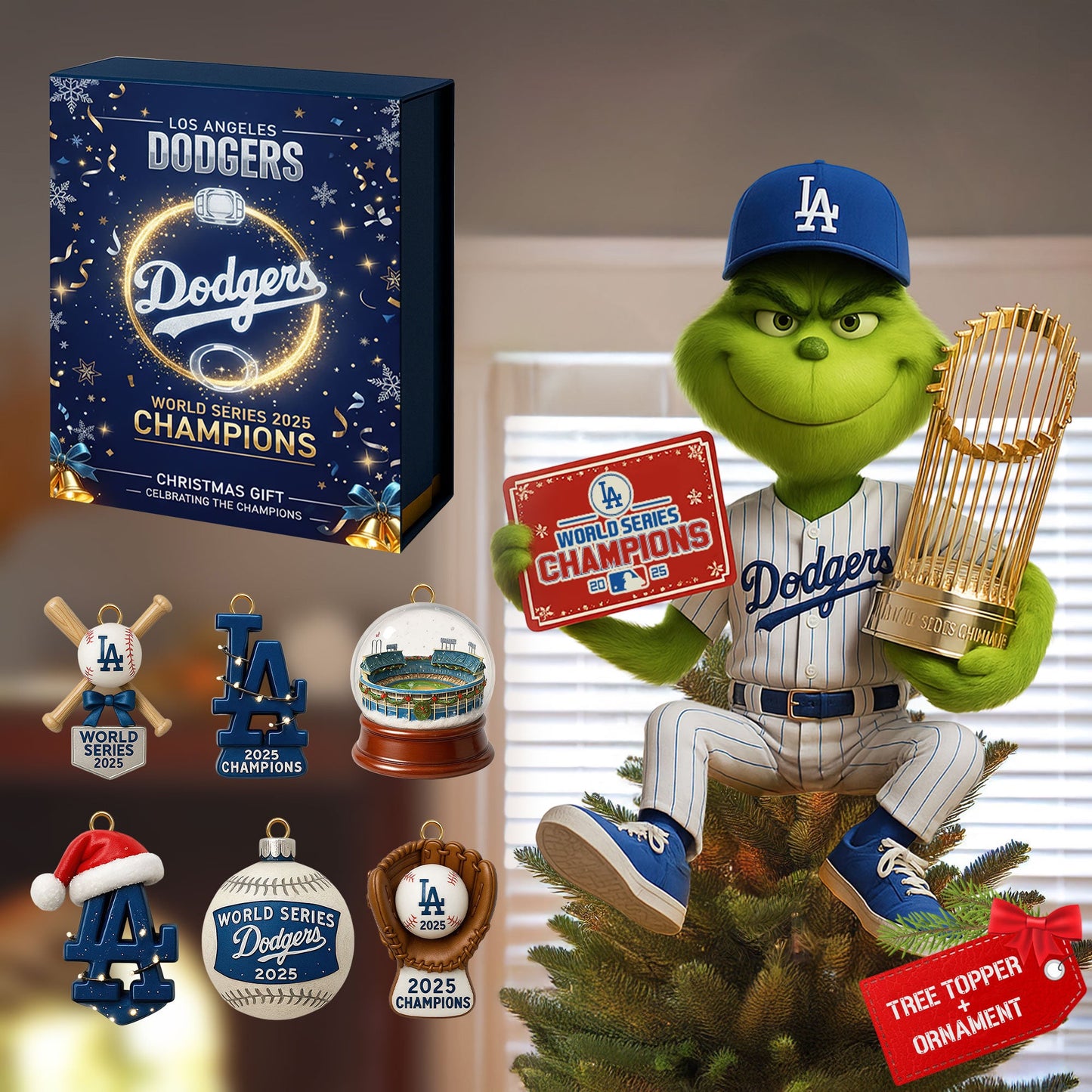 COMBO LAD CHRISTMAS TREE TOPPER WITH ORNAMENT DAT