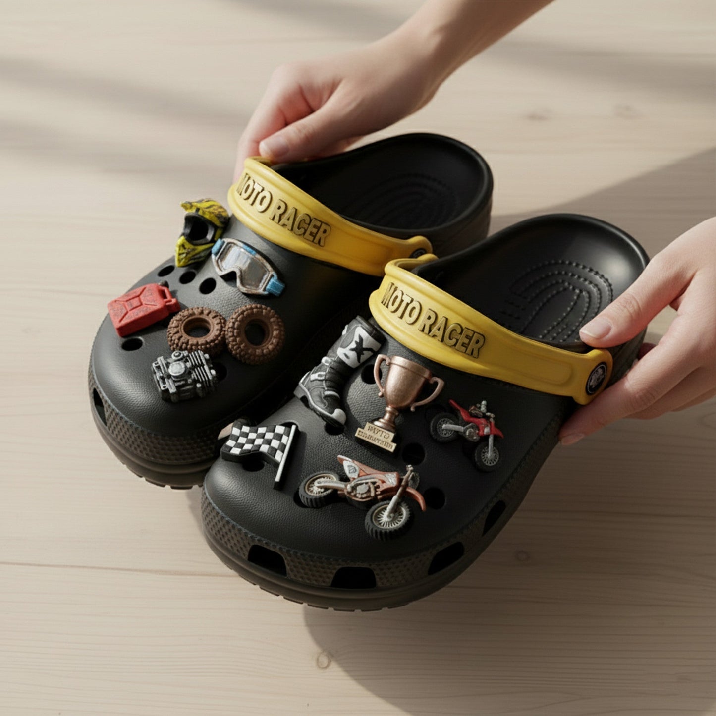 PREMIUM Motocross Racer CLOGS WITH CHARMS LNTH