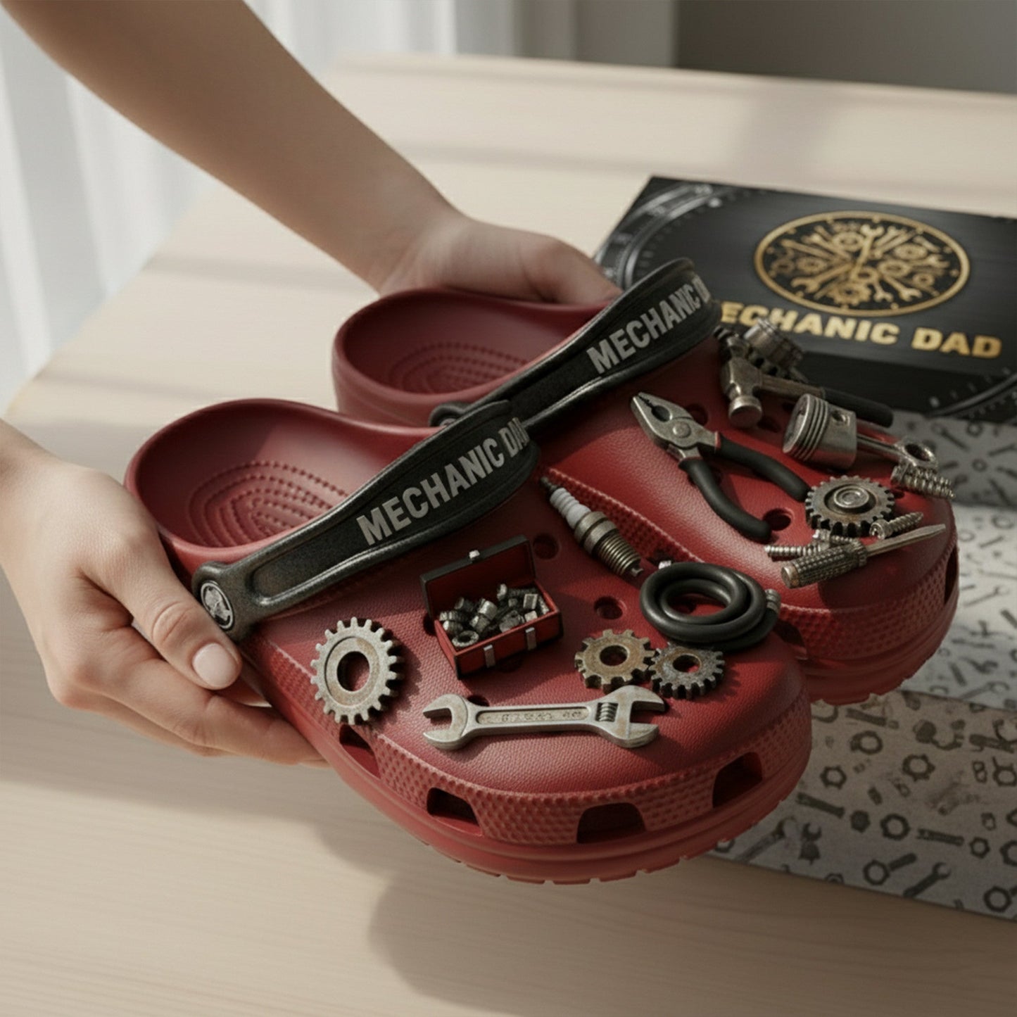 PREMIUM Mechanic Dad CLOGS WITH CHARMS LNTH
