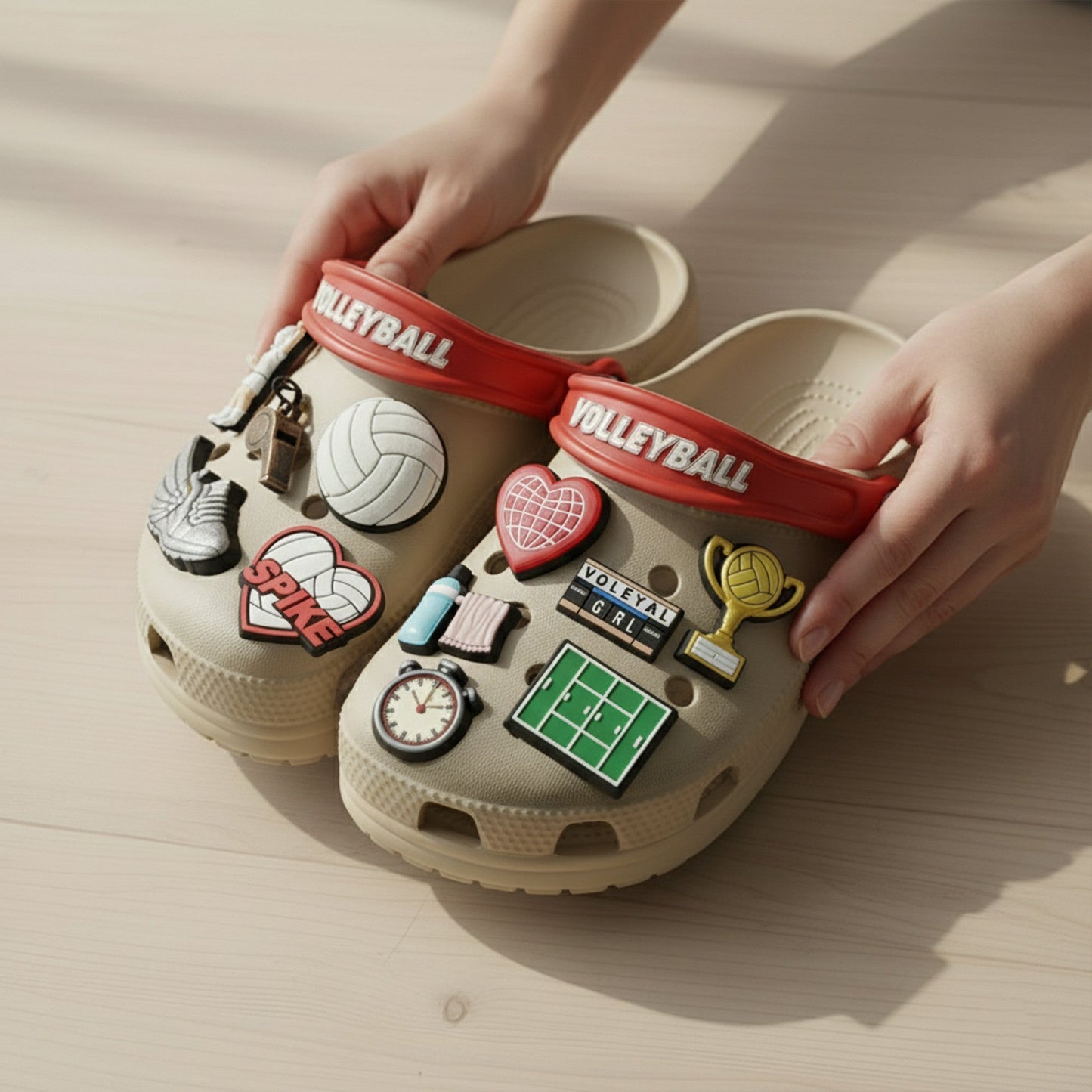 PREMIUM Volleyball Girl CLOGS WITH CHARMS LNTH