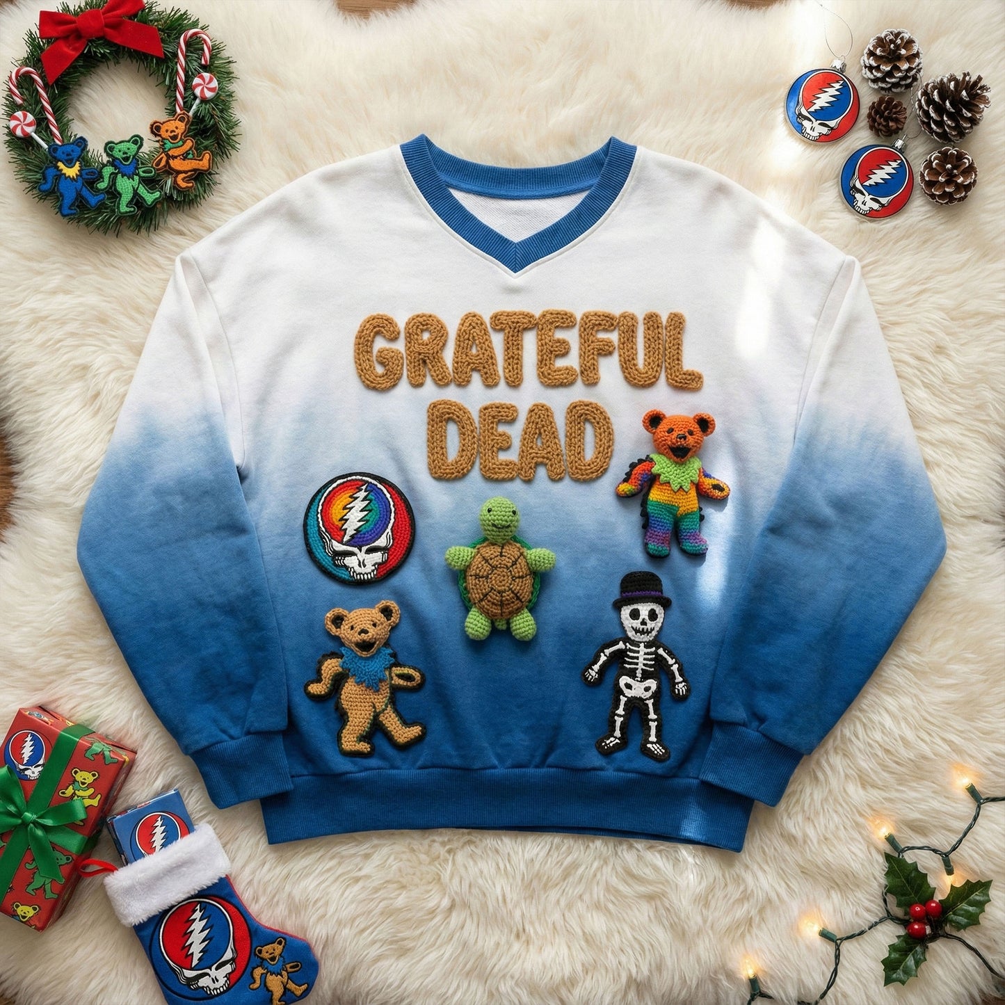 GRFD V-Neck Crochet Sweatshirt HTTT