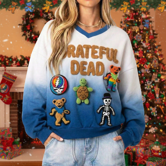 GRFD V-Neck Crochet Sweatshirt HTTT