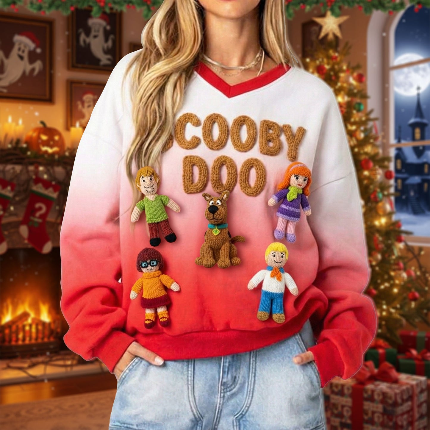 SCBD V-Neck Crochet Sweatshirt HTTT