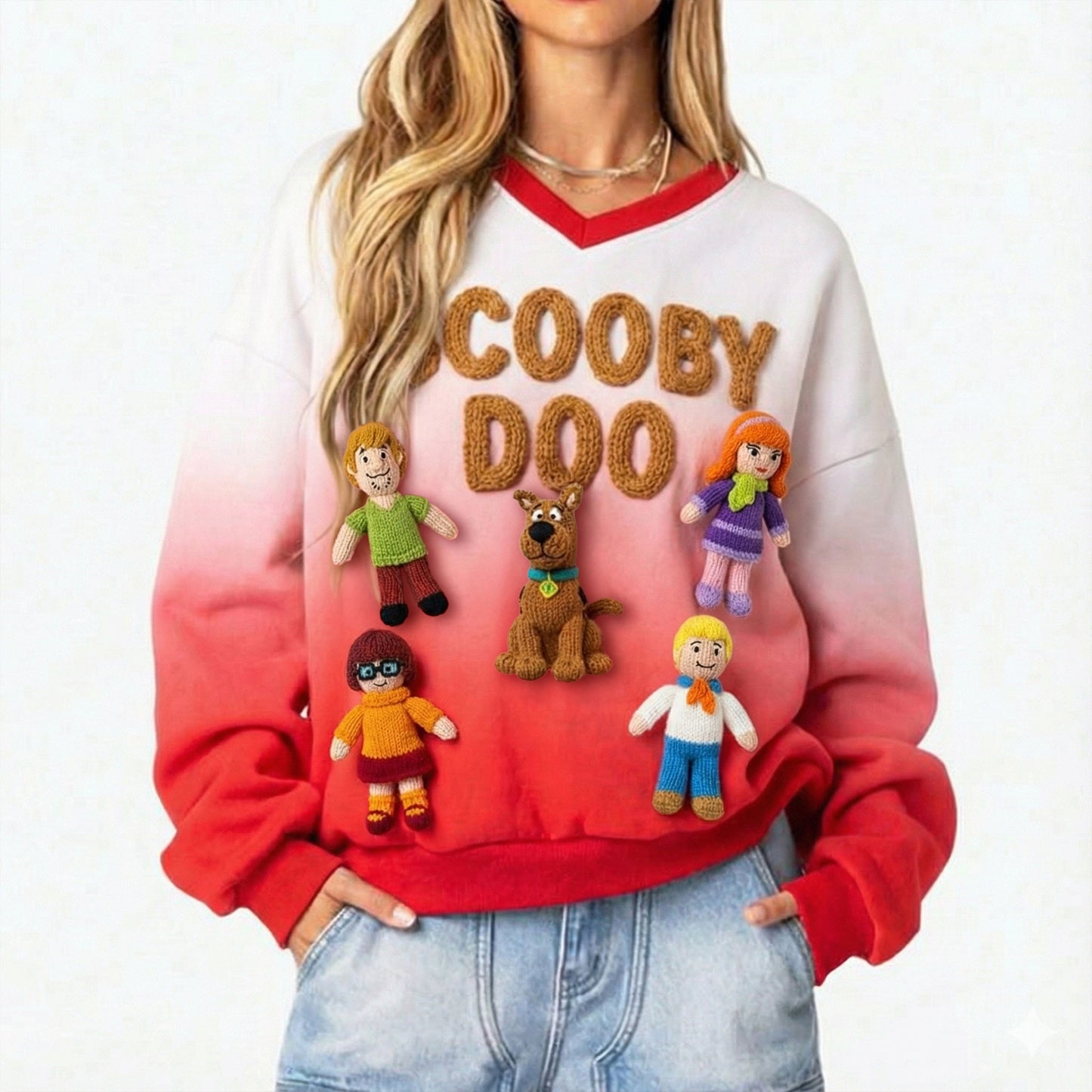 SCBD V-Neck Crochet Sweatshirt HTTT