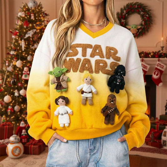 STW V-Neck Crochet Sweatshirt HTTT