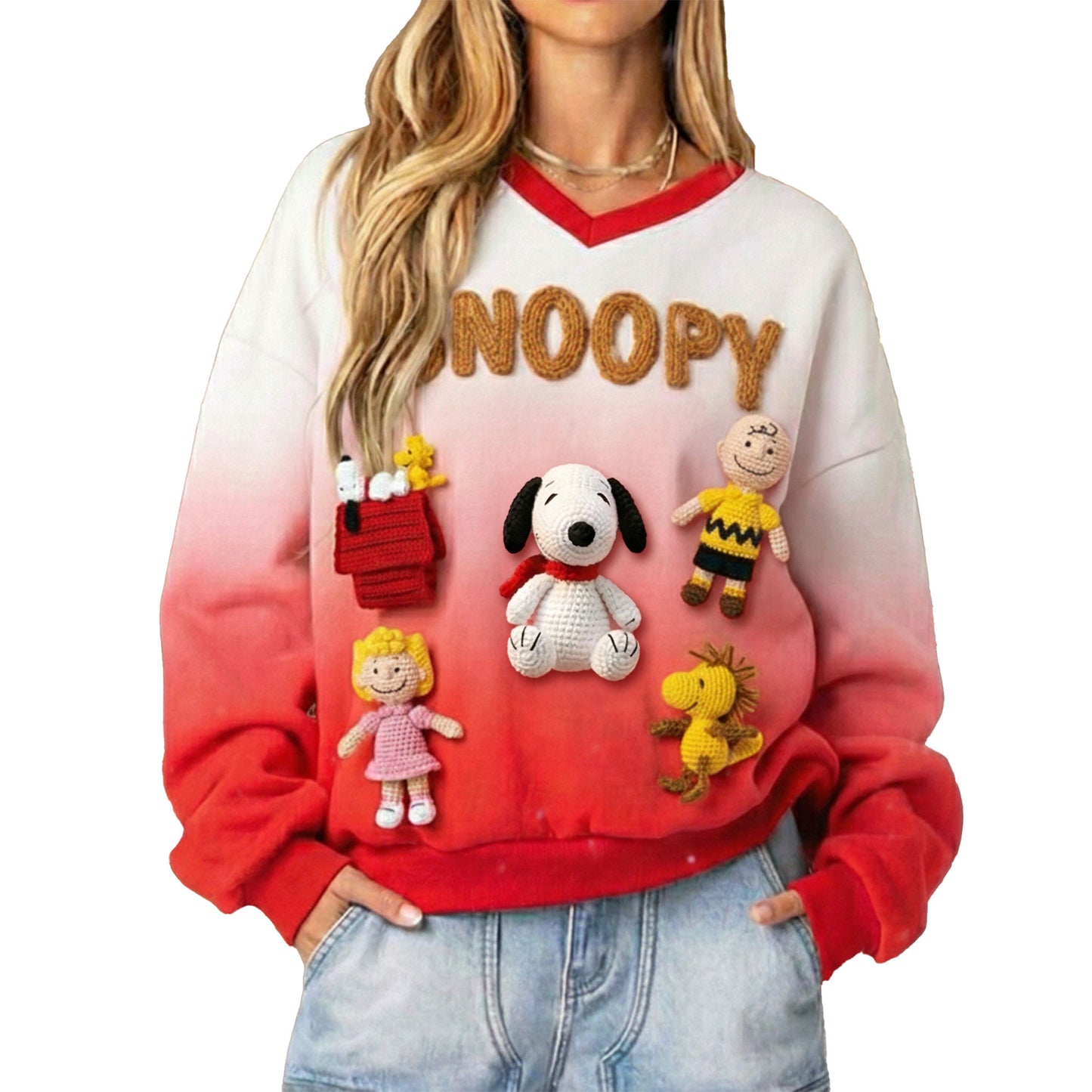 SNPY V-Neck Crochet Sweatshirt HTTT