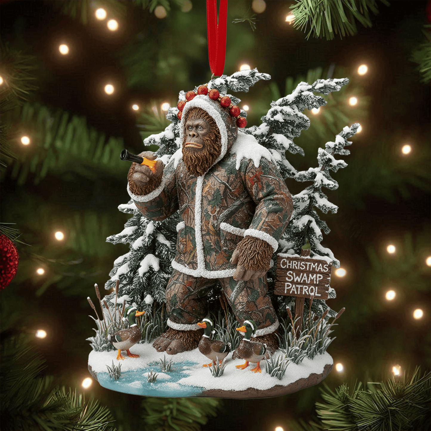 COMBO Duck Hunting CHRISTMAS TREE TOPPER WITH ORNAMENT LNTH