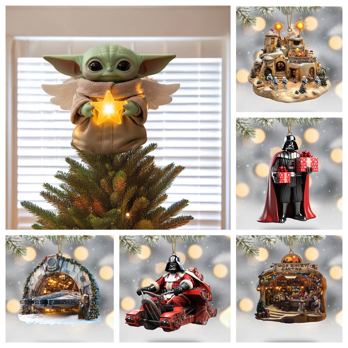 COMBO STW CHRISTMAS TREE TOPPER WITH ORNAMENT DAT
